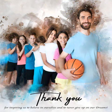 SPORT_Portrait_Teacher_Gift_Basketball_team_gift_for_coach_FromPicToArt