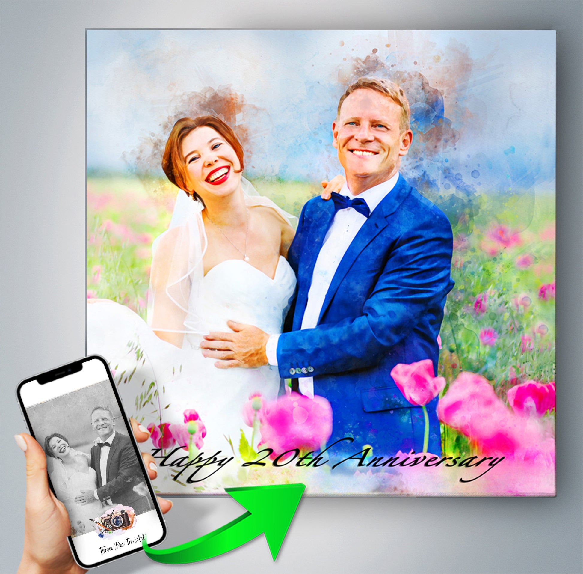 Love Paintings | Couple Love Art | Paintings of Couples | Romantic Gifts | Anniversary Gift | Valentines Gift | Couple Christmas Gift, FromPicToArt
