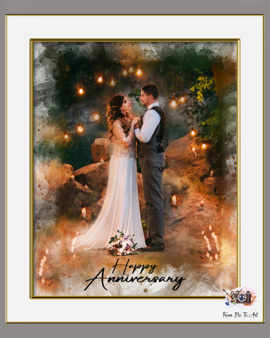 Wedding_Portrait_with_Hand-Holding_Couple_Turned_into_a_Romantic_Anniversary_Gift_, Created by FromPicToArt