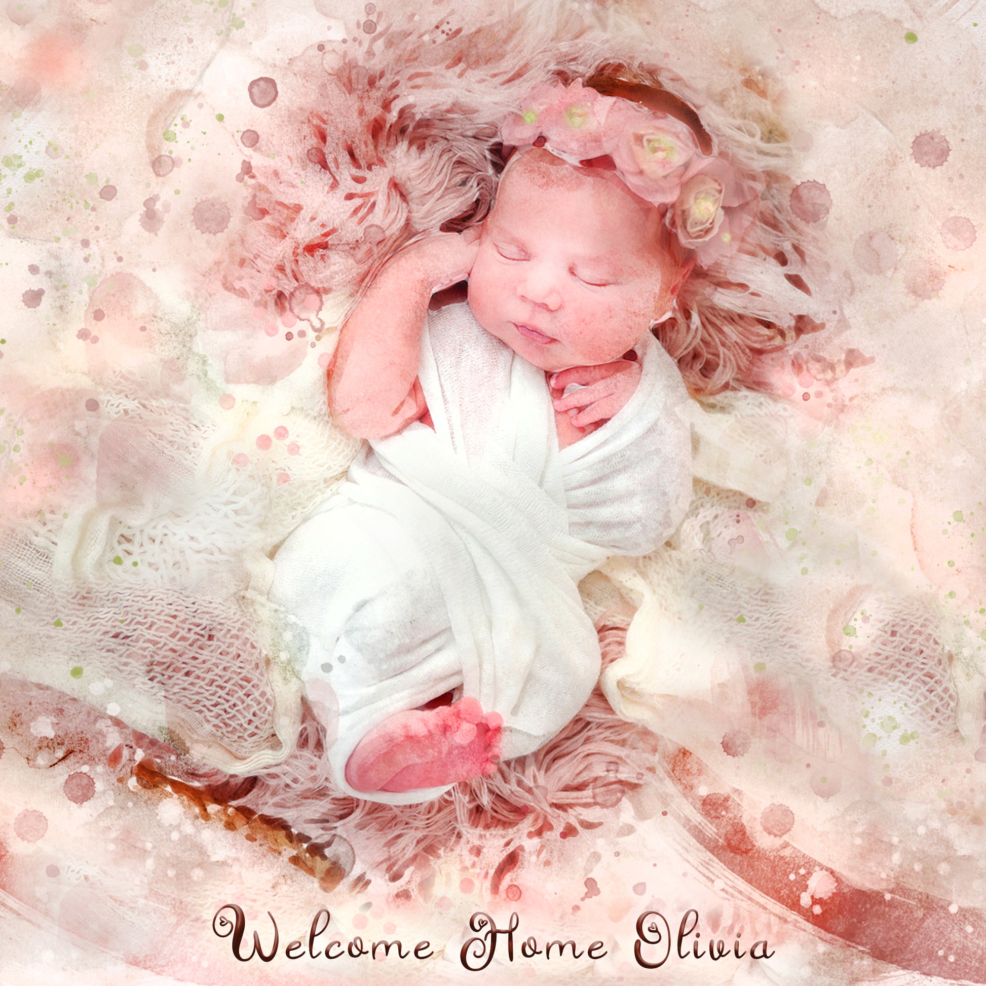 Newborn Baby Portrait from Photo, FrompicToartGreat Gift for New Parents and Grandparents, Custom Baby Portrait Painted on Canvas - FromPicToArt