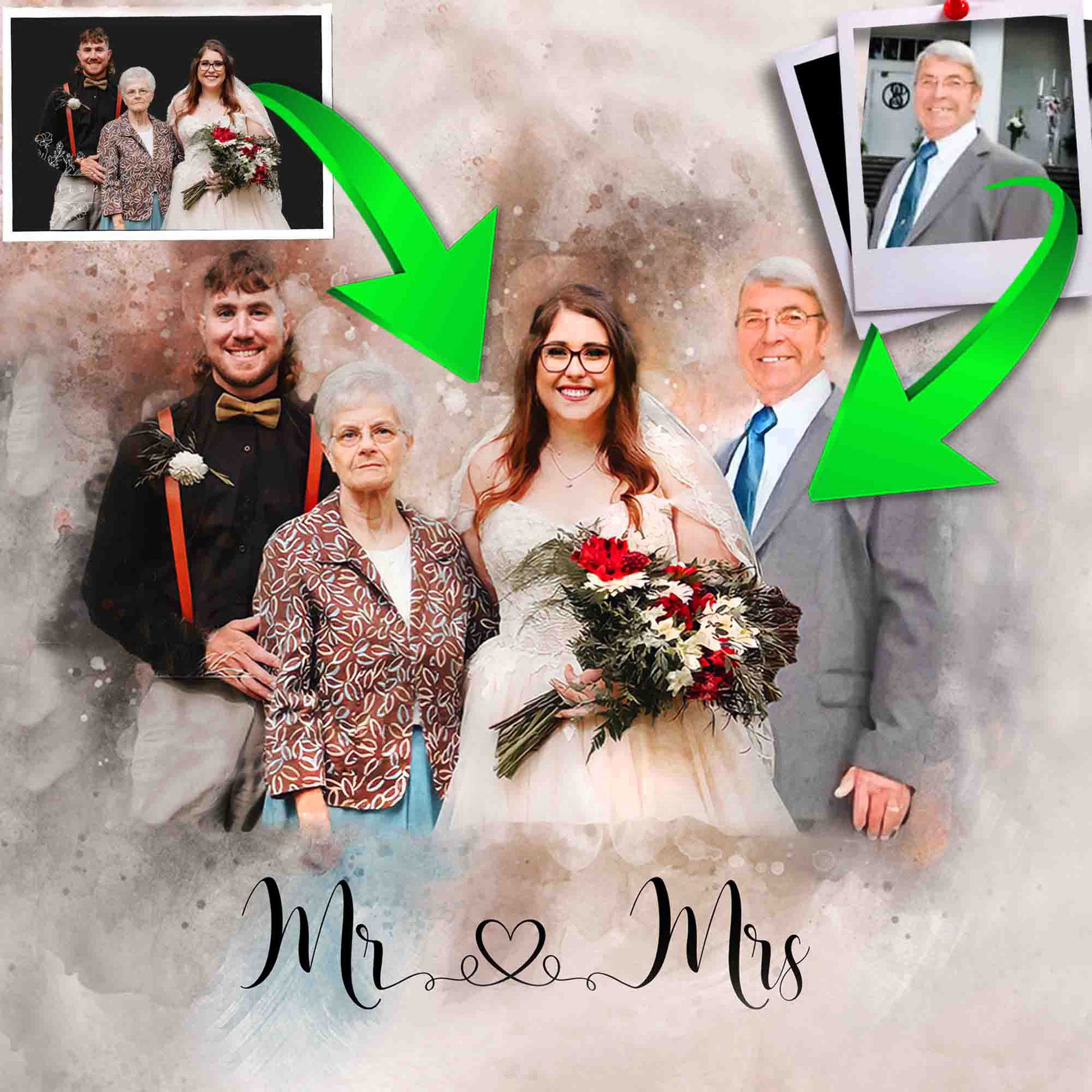🌈 Incorporating a Lost Loved One in Family Pictures | Custom Painting From Photo | Add People to Photo | Add Someone into a Picture | Add Deceased Loved One | Custom Family Portrait | Merge Photos Into Painting | Combine Photos | Personalized Gifts - FromPicToArt