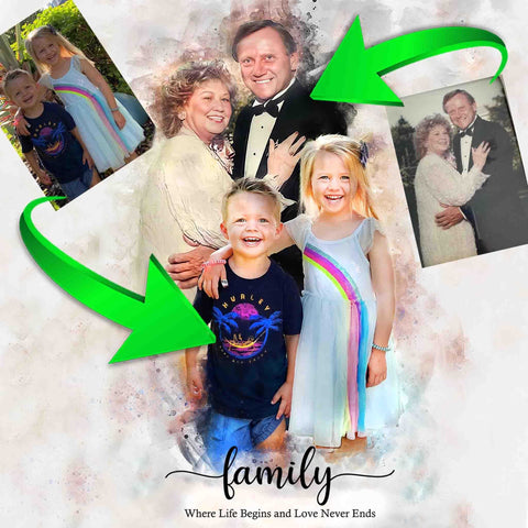 Adding People to Photos, Add Loved Ones to Photo, Custom Painting on Canvas - FromPicToArt