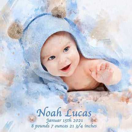 Baby Painting from Photo 🍼🧸 Personalized Baby Painting on Canvas - FromPicToArt
