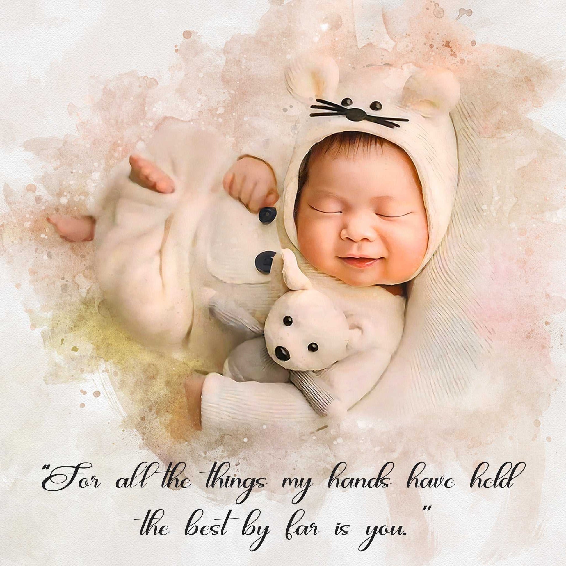 Baby Painting from Photo 🍼🧸 Personalized Baby Painting on Canvas - FromPicToArt