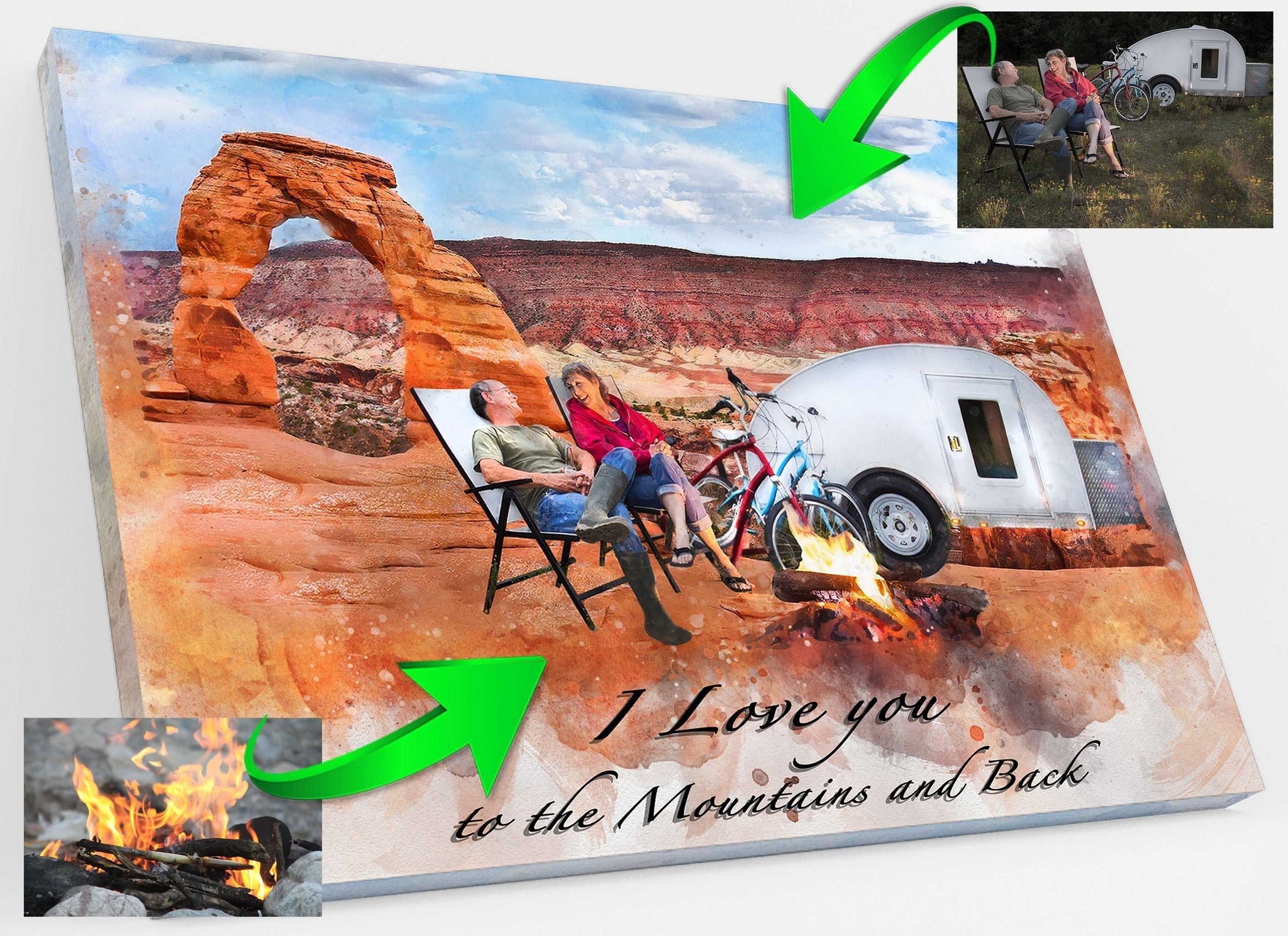 Best Camping Gifts for Camping Lovers 🏕️ 🏜️ We paint You and Your RV in Front of the Most Beautiful Places, such as the Arches National Park - FromPicToArt
