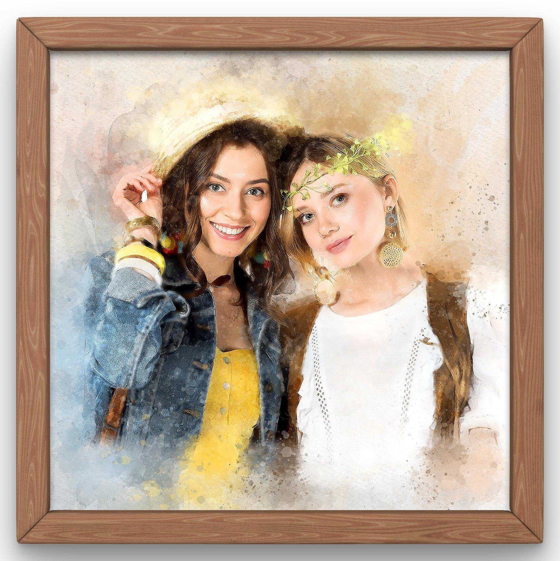 Best Friend Birthday Gift | Best Friend Christmas Gift | Best Friends Portrait from Photo, Best Friend Birthday Gift Ideas | Best Friend Gift Ideas - FromPicToArt