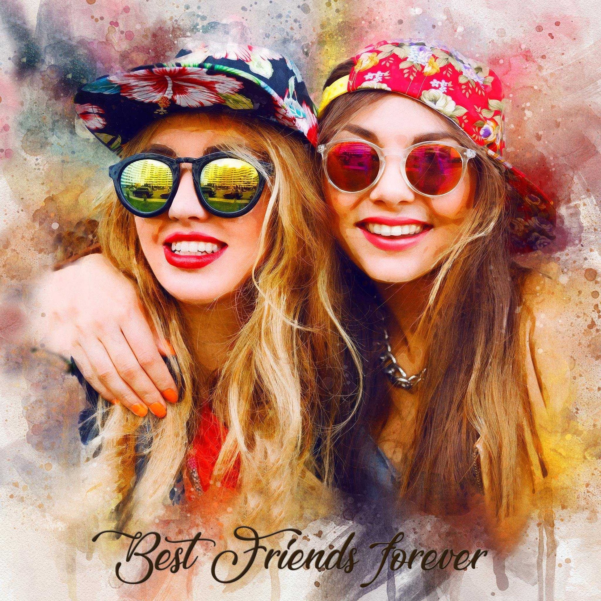 Best Friend Birthday Gift | Best Friend Christmas Gift | Best Friends Portrait from Photo, Best Friend Birthday Gift Ideas | Best Friend Gift Ideas - FromPicToArt