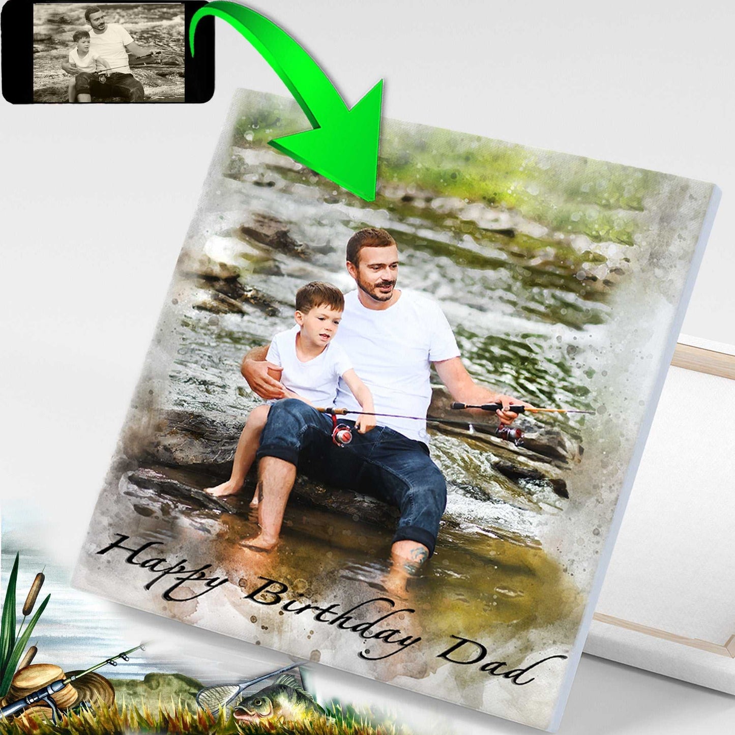 Birthday Gifts for Fisher Dad | Gifts for Fisher | Gifts for Men | Gifts for Him | Gift ideas for Fisher Dad | Christmas Gift for Father - FromPicToArt