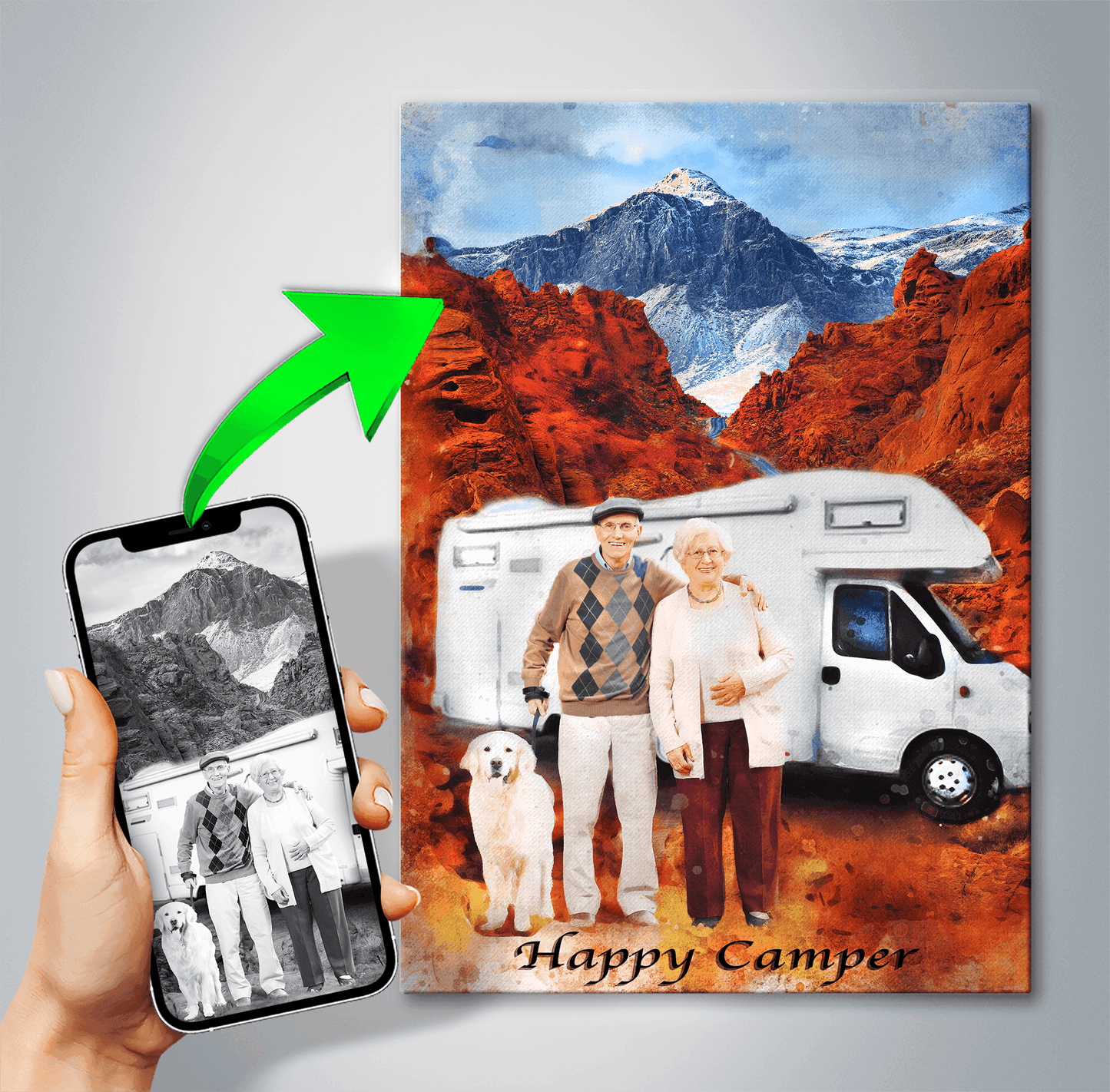Camping Gift Ideas | Painting from Photo | Gift for Motorhome Owners| Gift for Camping Lovers - FromPicToArt
