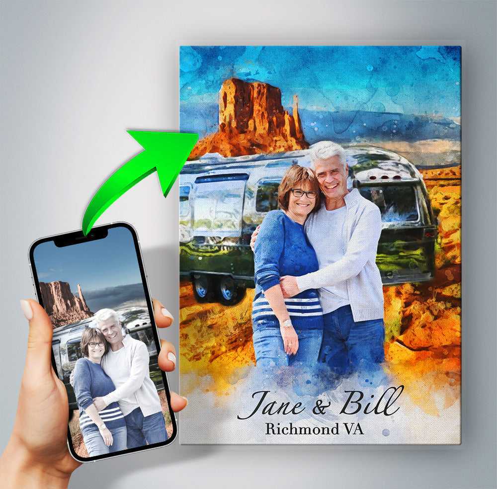 Camping Gifts for Men | Custom Portrait from Photo for RV Lover - FromPicToArt