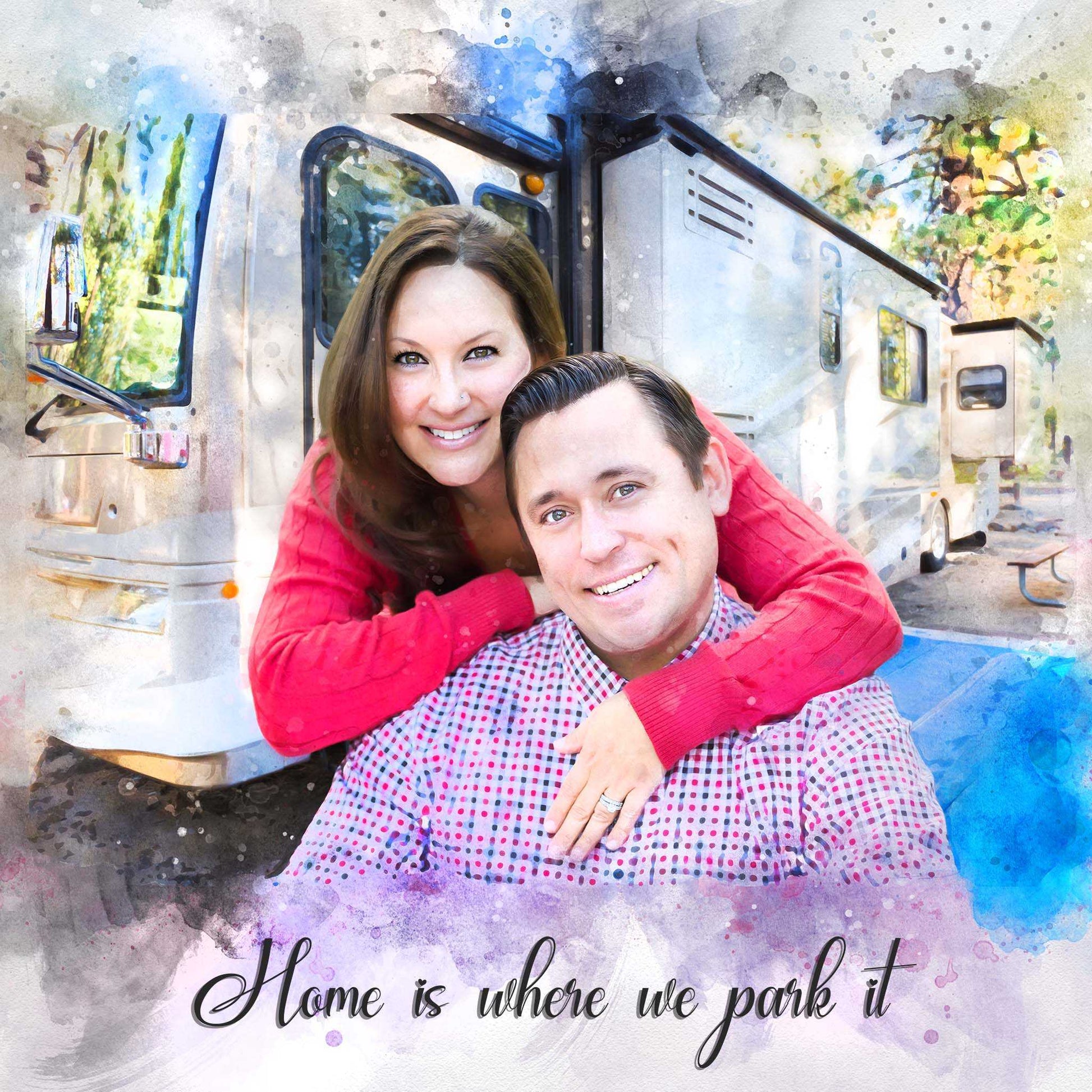 Camping Gifts for Men | Custom Portrait from Photo for RV Lover - FromPicToArt