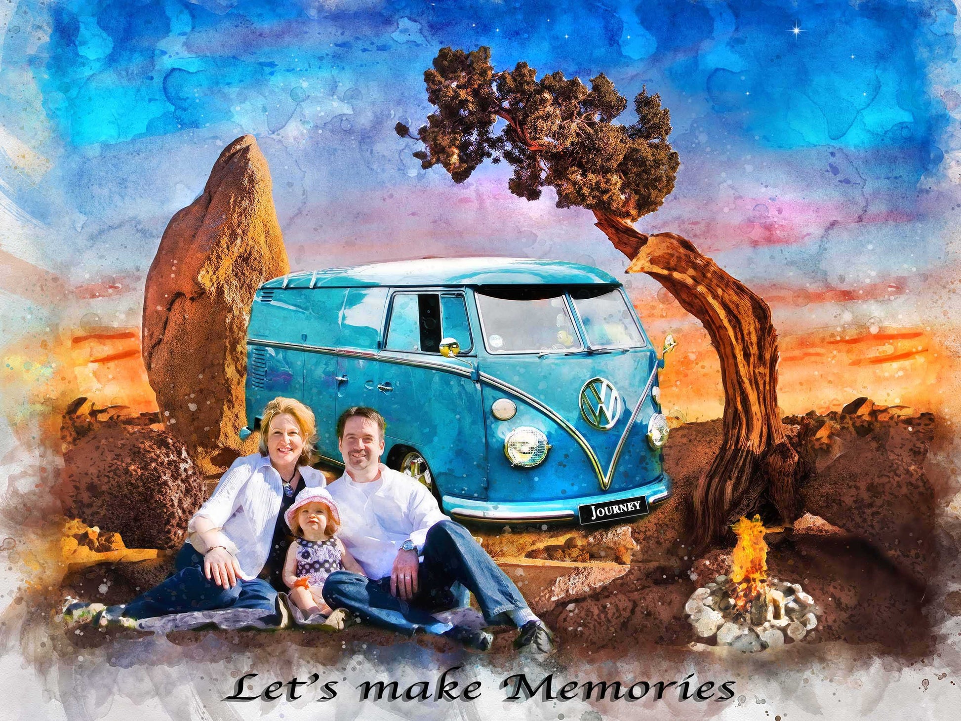 Camping Gifts for Men | Custom Portrait from Photo for RV Lover - FromPicToArt