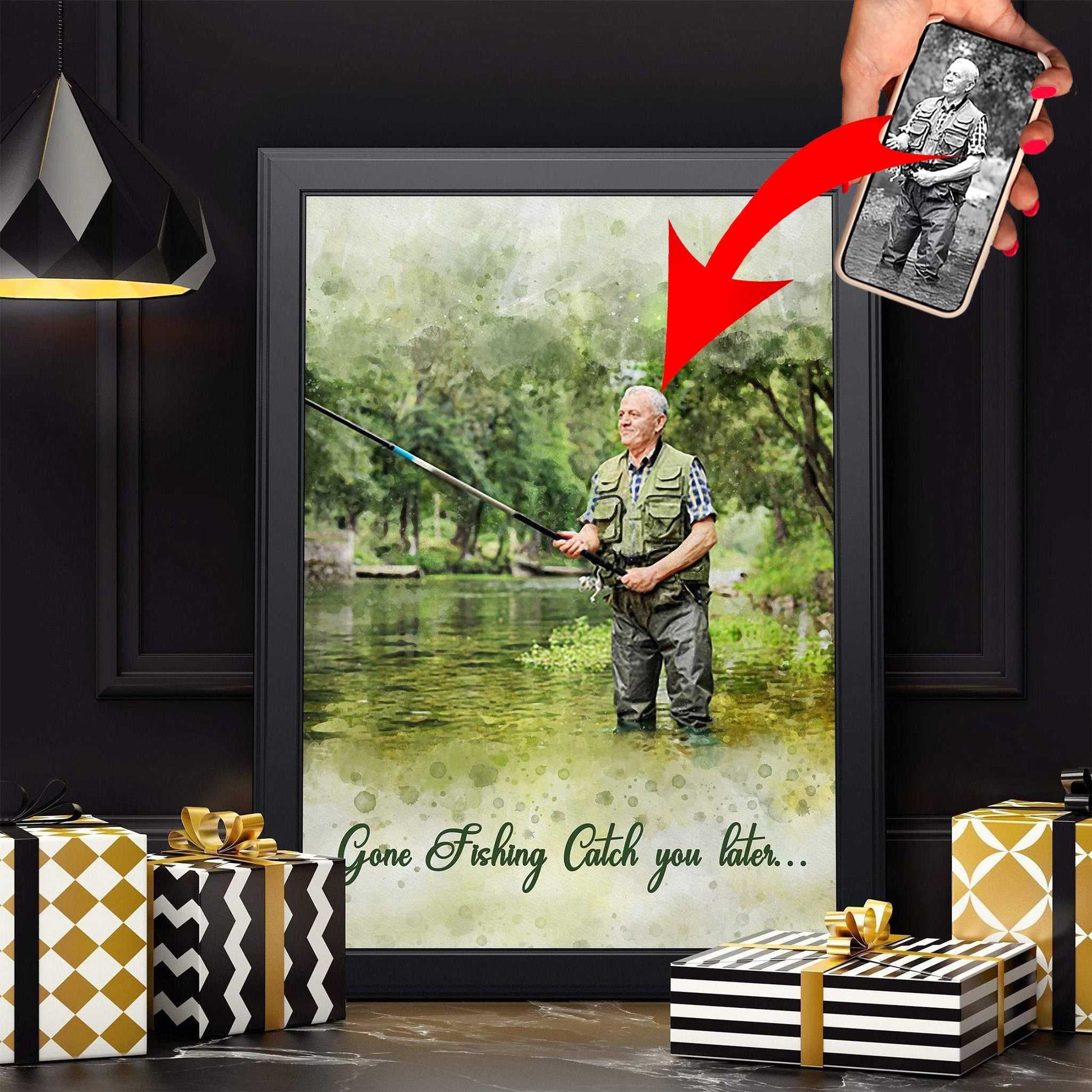 Camping Gifts for Men | Custom Portrait from Photo for RV Lover - FromPicToArt