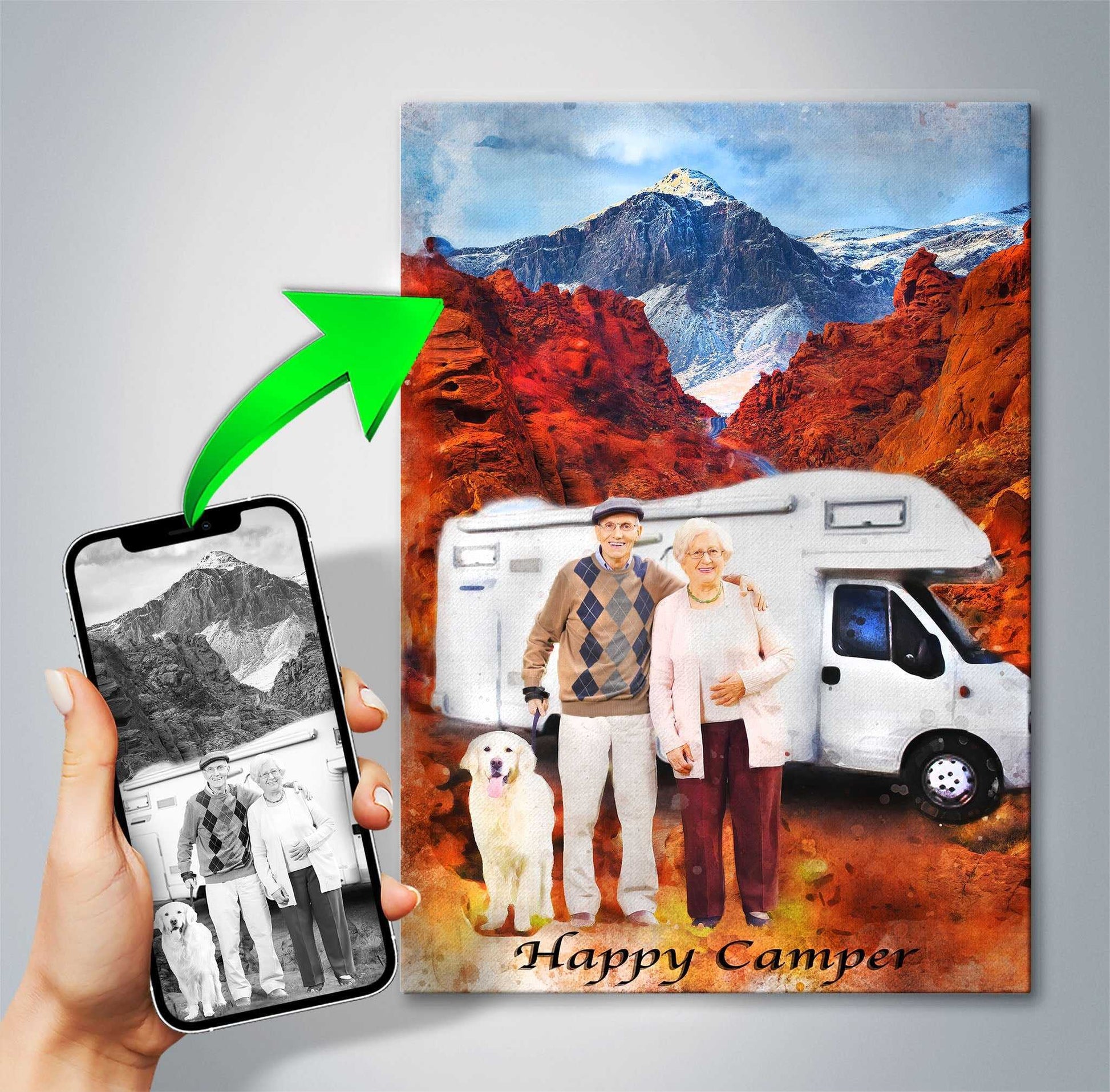 Camping Gifts for Men | Custom Portrait from Photo for RV Lover - FromPicToArt