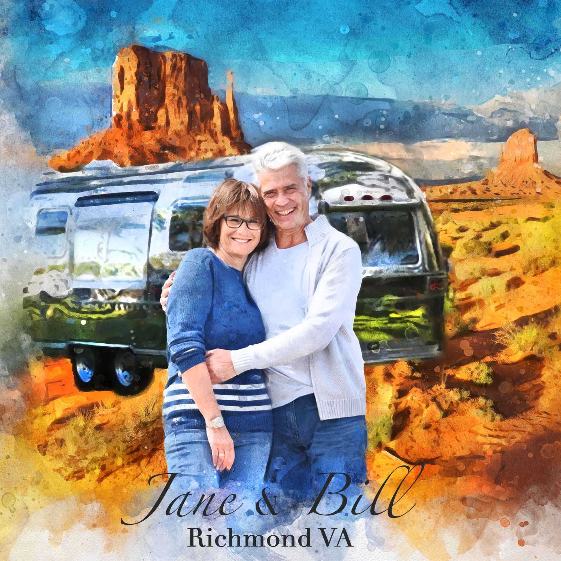 Camping Gifts for Men | Custom Portrait from Photo for RV Lover - FromPicToArt