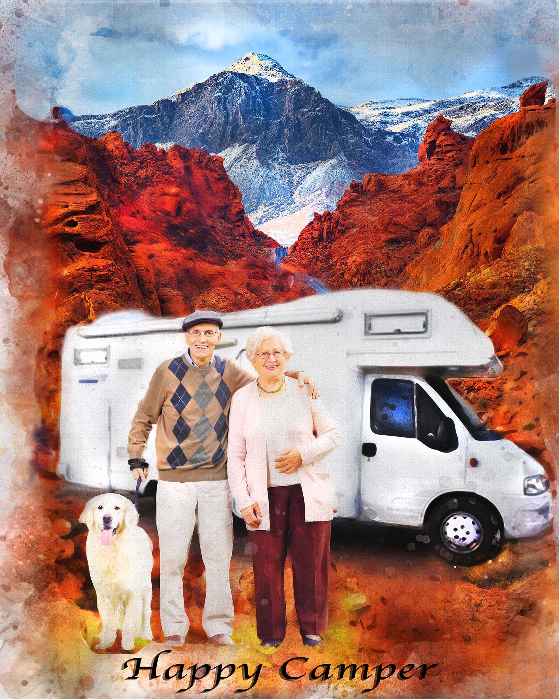 Camping Gifts for Men | Custom Portrait from Photo for RV Lover - FromPicToArt