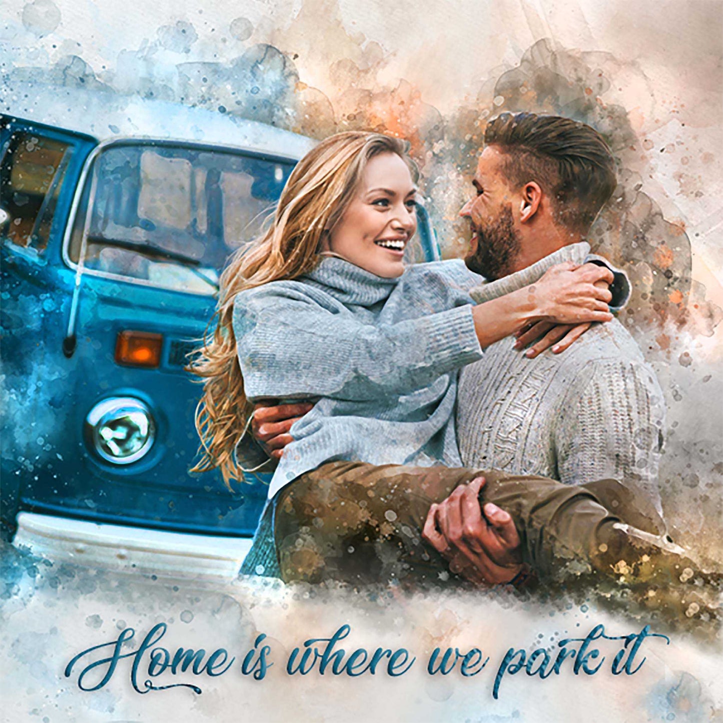 Camping Gifts for Men | Custom Portrait from Photo for RV Lover - FromPicToArt