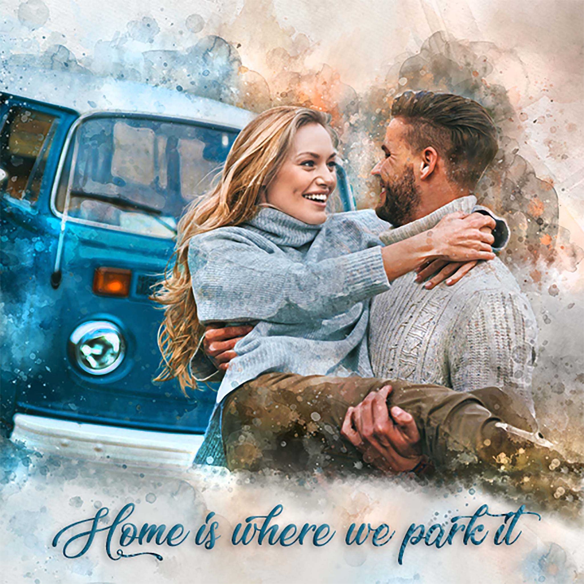 Camping Gifts for Men | Custom Portrait from Photo for RV Lover - FromPicToArt