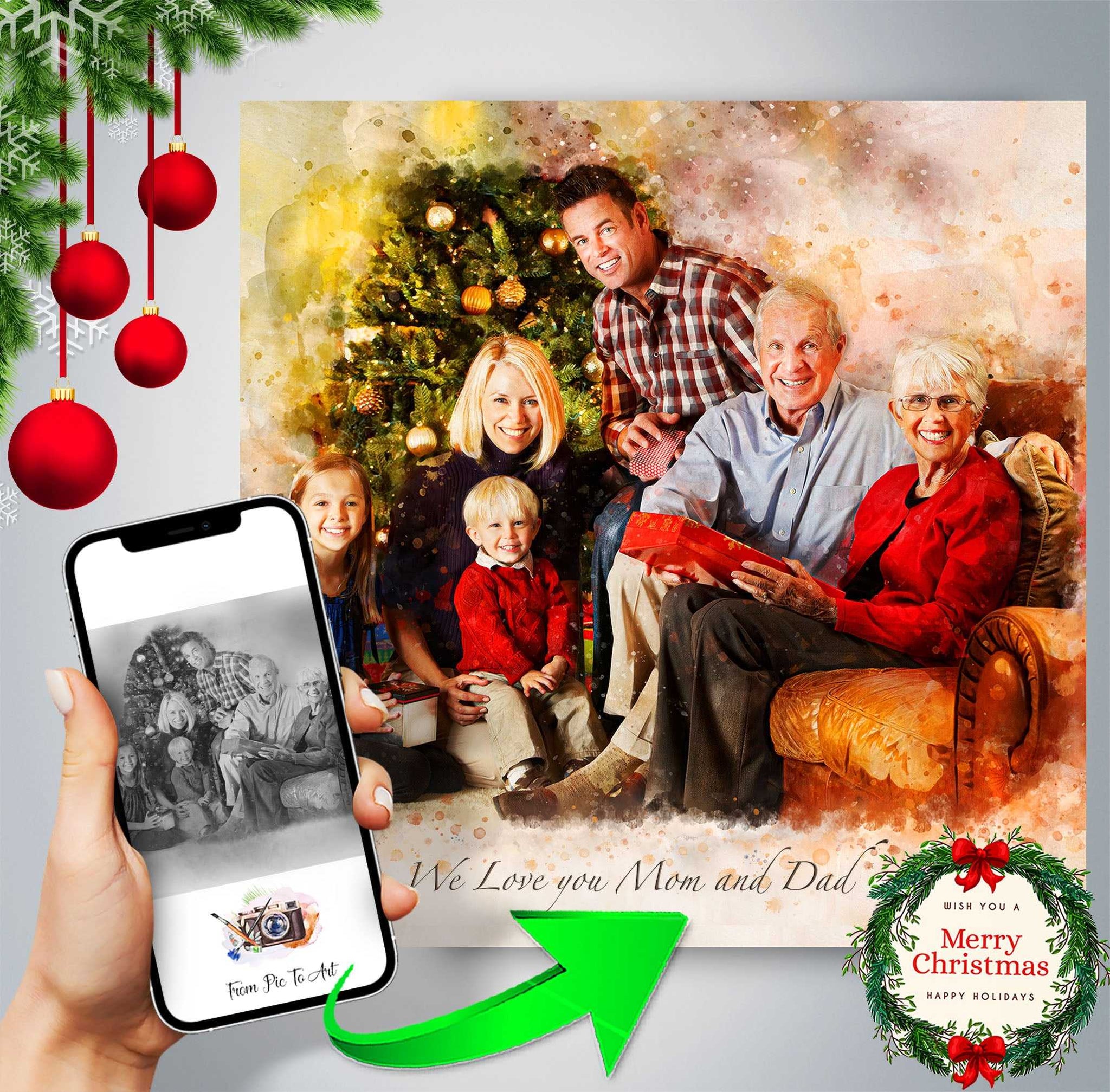 Family With Grandparents Opening Christmas Gifts Stock Photo - Alamy