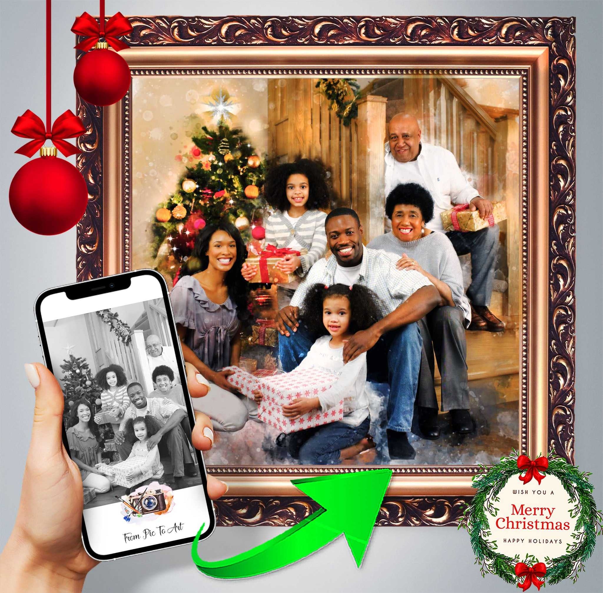 Christmas Gifts for Grandparents 🎄 Custom Family Painting from Photo –  FromPicToArt