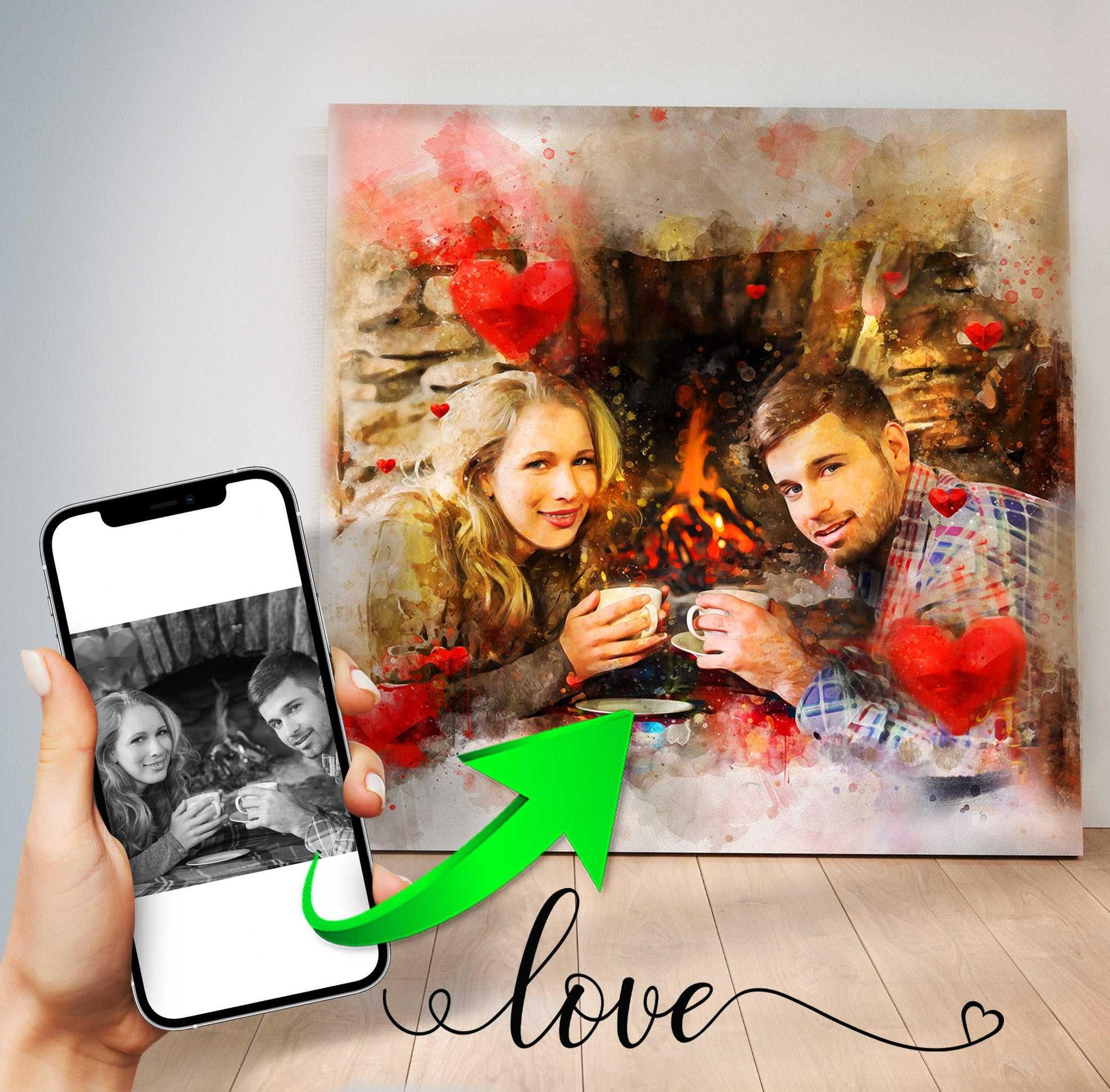 Couple Painting | Anniversary Gift for Girlfriend and Boyfriend | Birthday Gift for boyfriend | Valentines Day Ideas for Him and Her - FromPicToArt