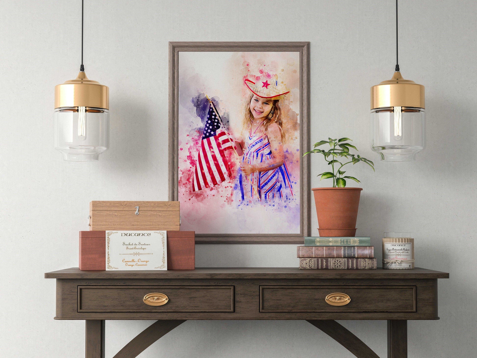 Custom American Flag Painting, American Flag Artwork, Red White Blue Painting from Photo - FromPicToArt