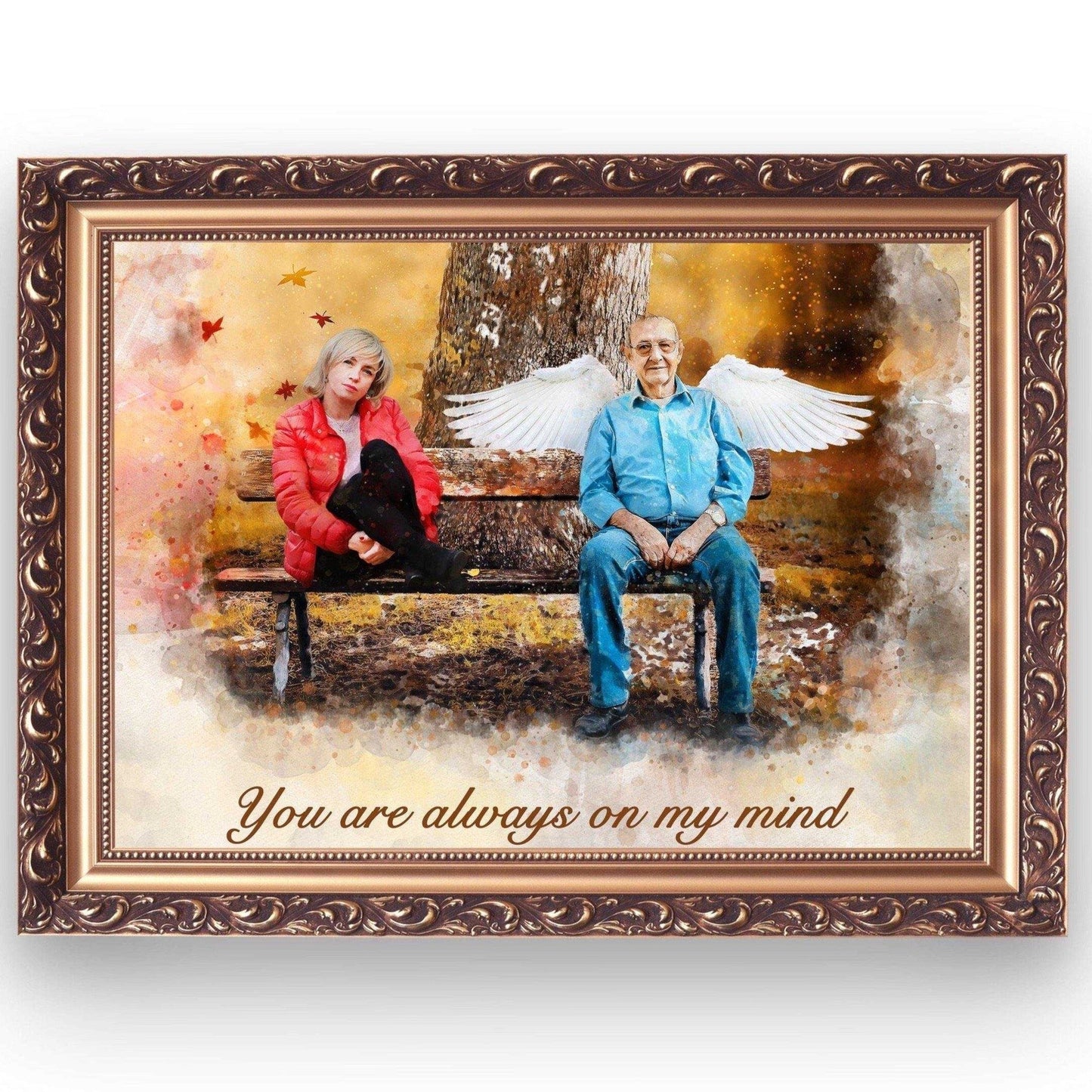 🌈 Custom Angel Paintings 🕊️ Painting of Deceased Loved one with Family 🕯️ Painting with Deceased Loved one - FromPicToArt