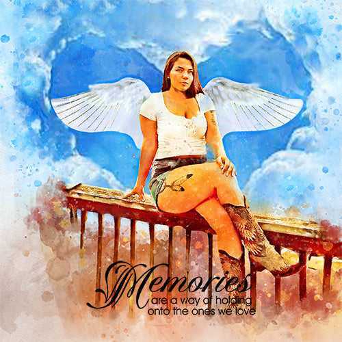 🌈 Custom Angel Paintings 🕊️ Painting of Deceased Loved one with Family 🕯️ Painting with Deceased Loved one - FromPicToArt