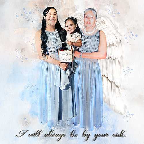🌈 Custom Angel Paintings 🕊️ Painting of Deceased Loved one with Family 🕯️ Painting with Deceased Loved one - FromPicToArt