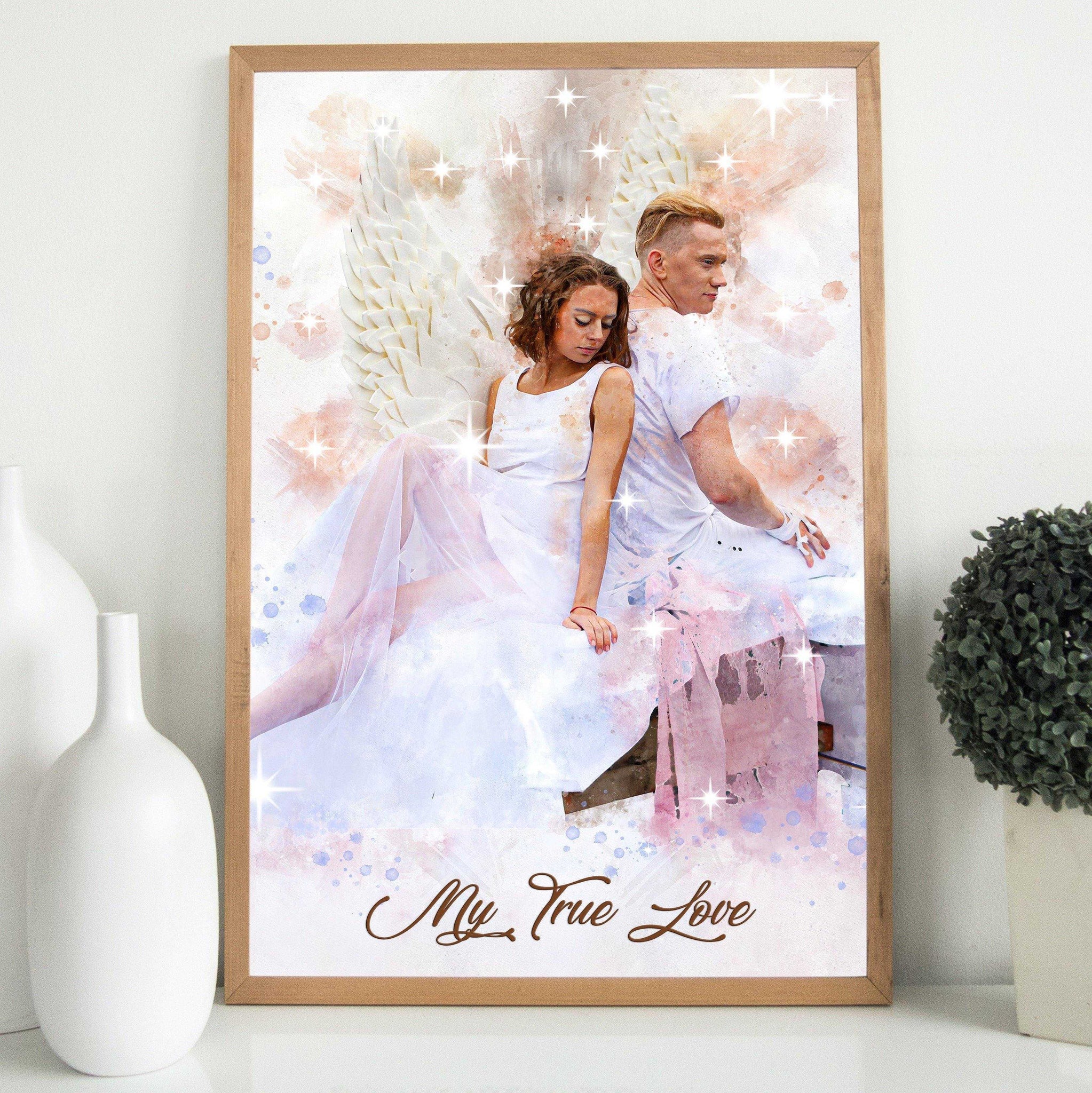 🌈 Custom Angel Paintings 🕊️ Painting of Deceased Loved one with Family 🕯️ Painting with Deceased Loved one - FromPicToArt