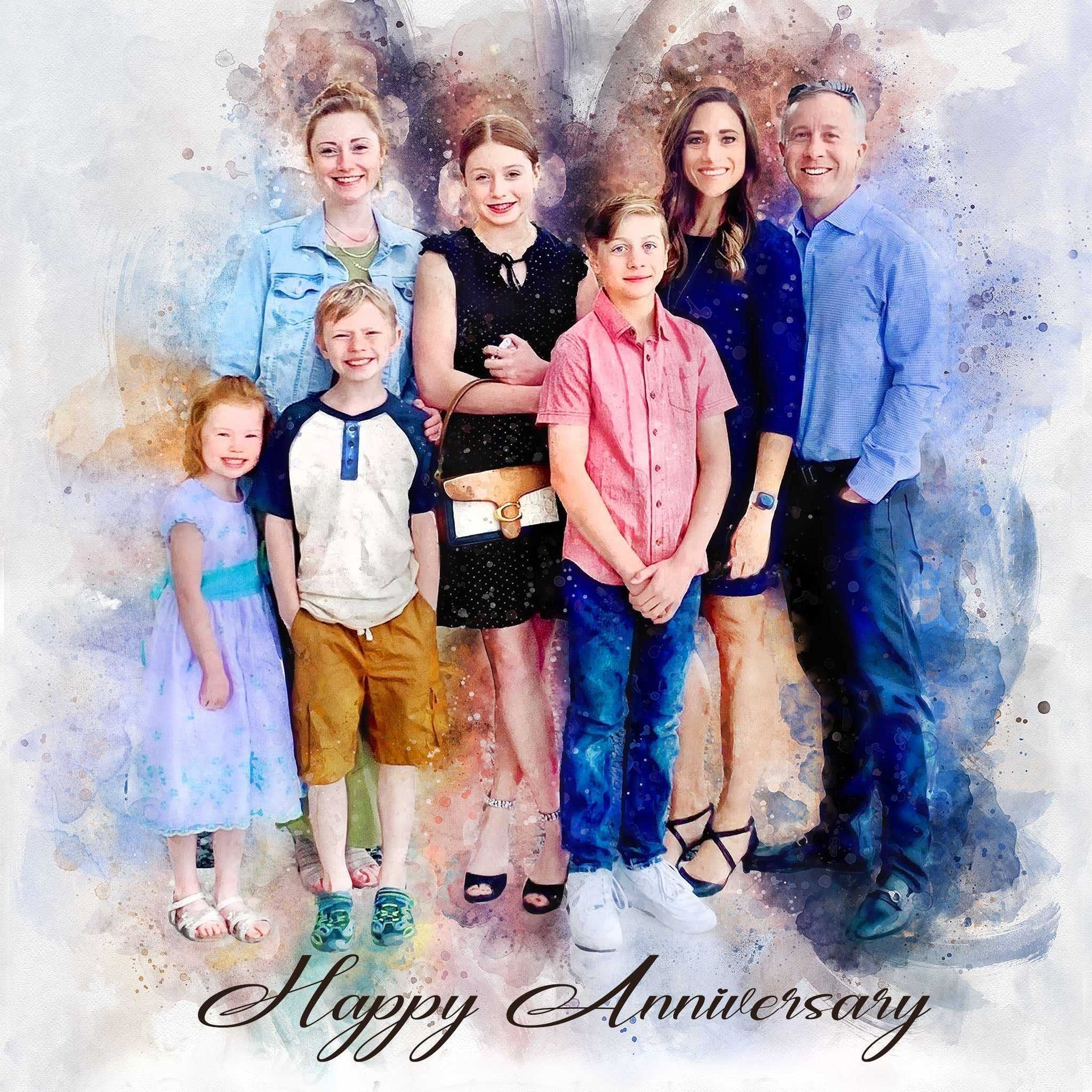 Custom Anniversary Gift for Parents and Parents-in-Law | Personalized Family Painting - FromPicToArt