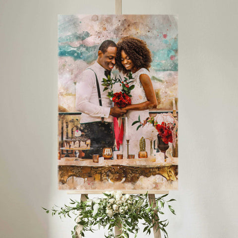 Custom Anniversary Gift | Personalized Wedding Painting on Canvas| Custom Painting - FromPicToArt