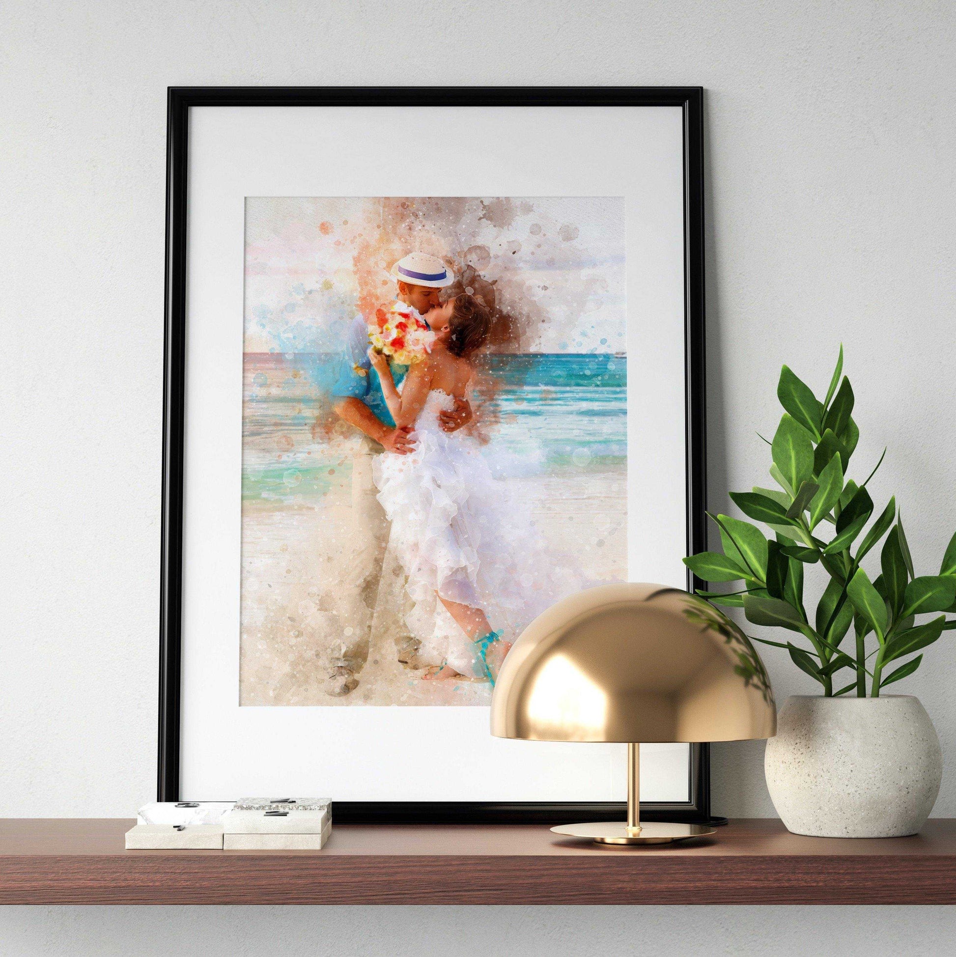Custom Anniversary Gift | Personalized Wedding Painting on Canvas| Custom Painting - FromPicToArt