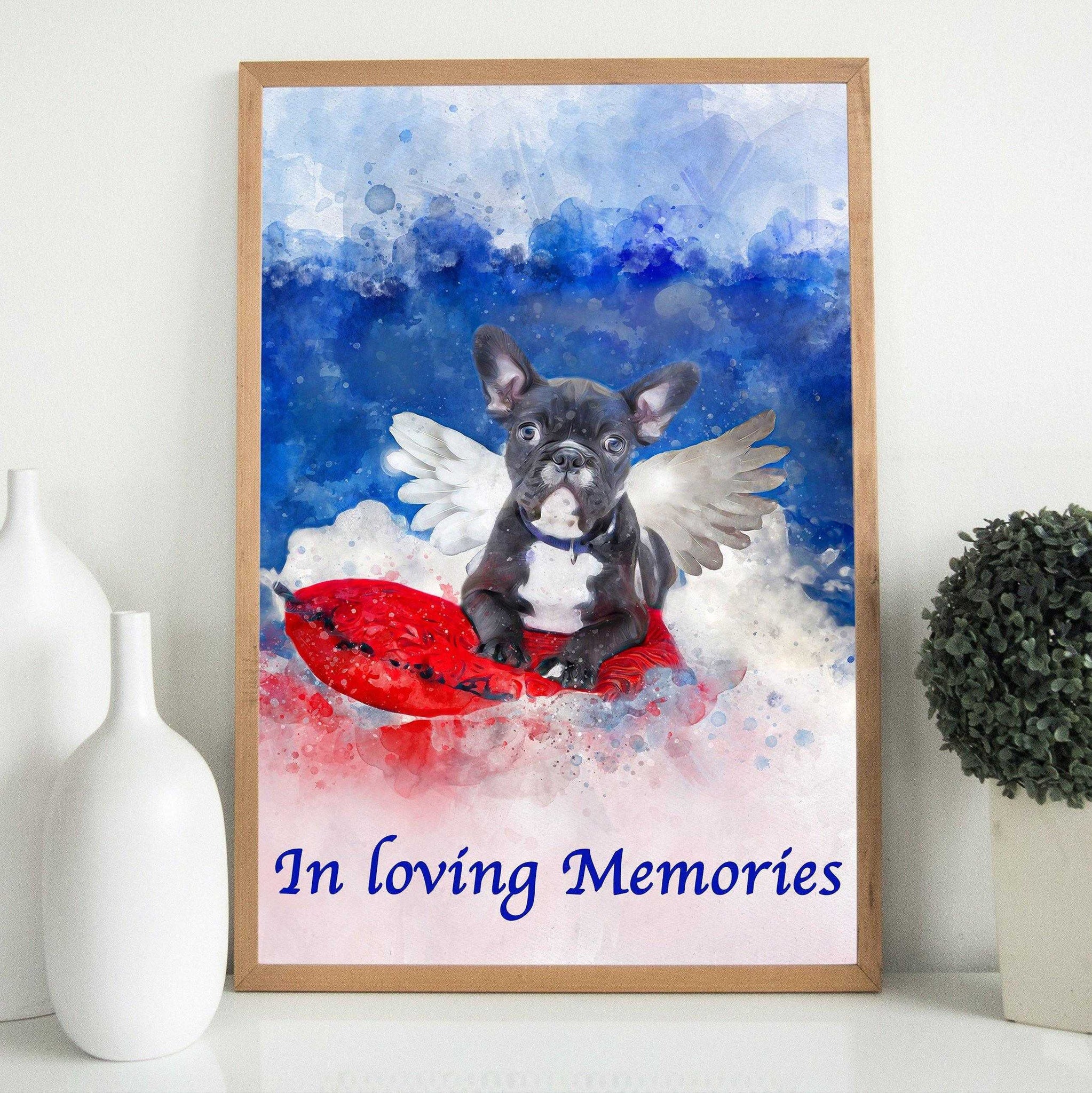 Custom Dog with Angel Wings Painting | Personalized Dog Portraits | Pet Portrait with Angel Wings | Add Wings and Halo to Dog - FromPicToArt