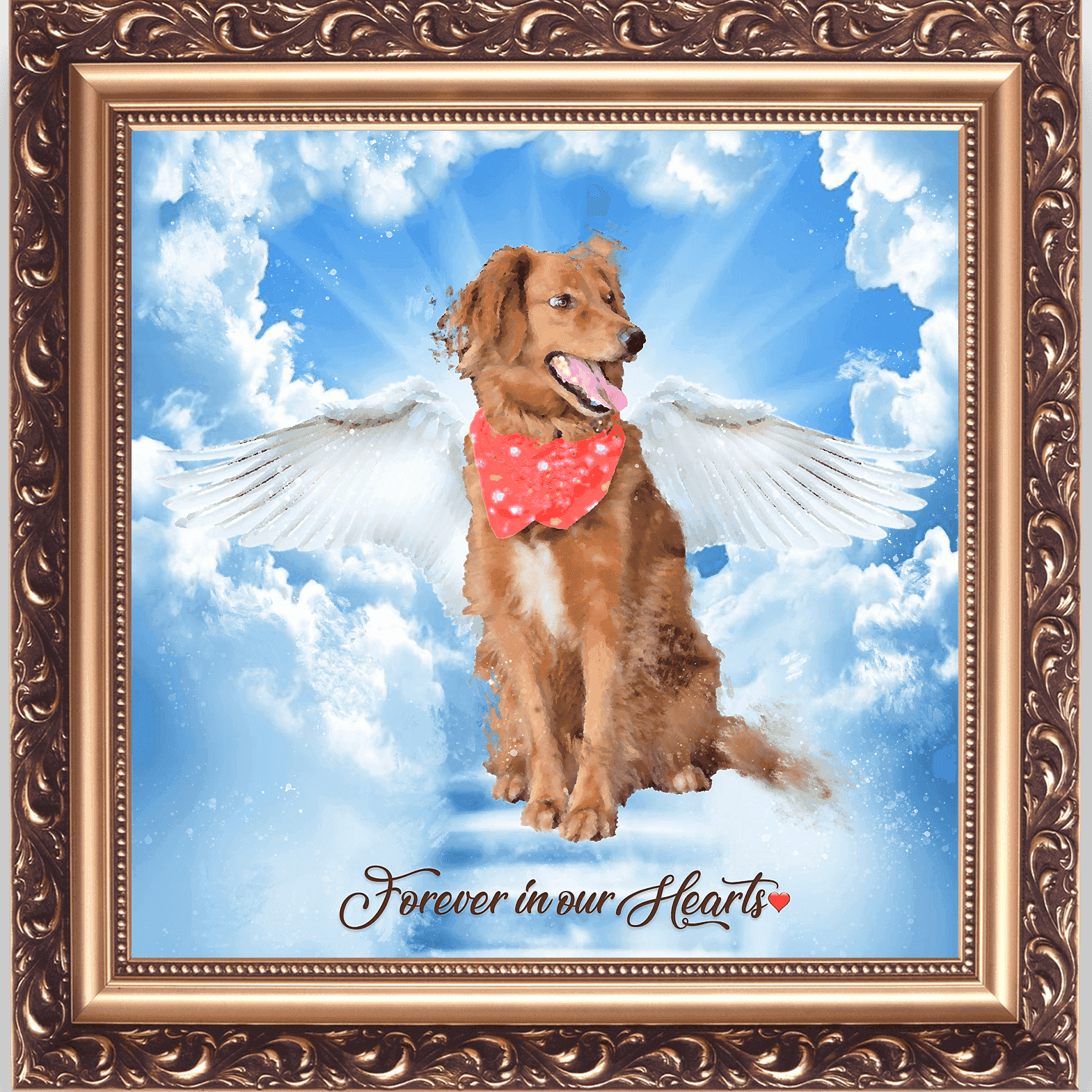 Custom Dog with Angel Wings Painting | Personalized Dog Portraits | Pet Portrait with Angel Wings | Add Wings and Halo to Dog - FromPicToArt