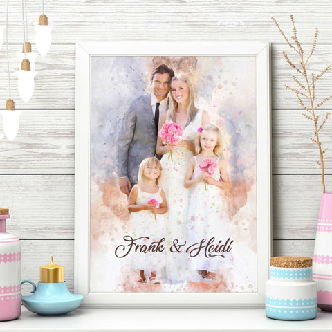Custom Family Portrait Painting, Personalized Family Portrait on Framed Canvas - FromPicToArt