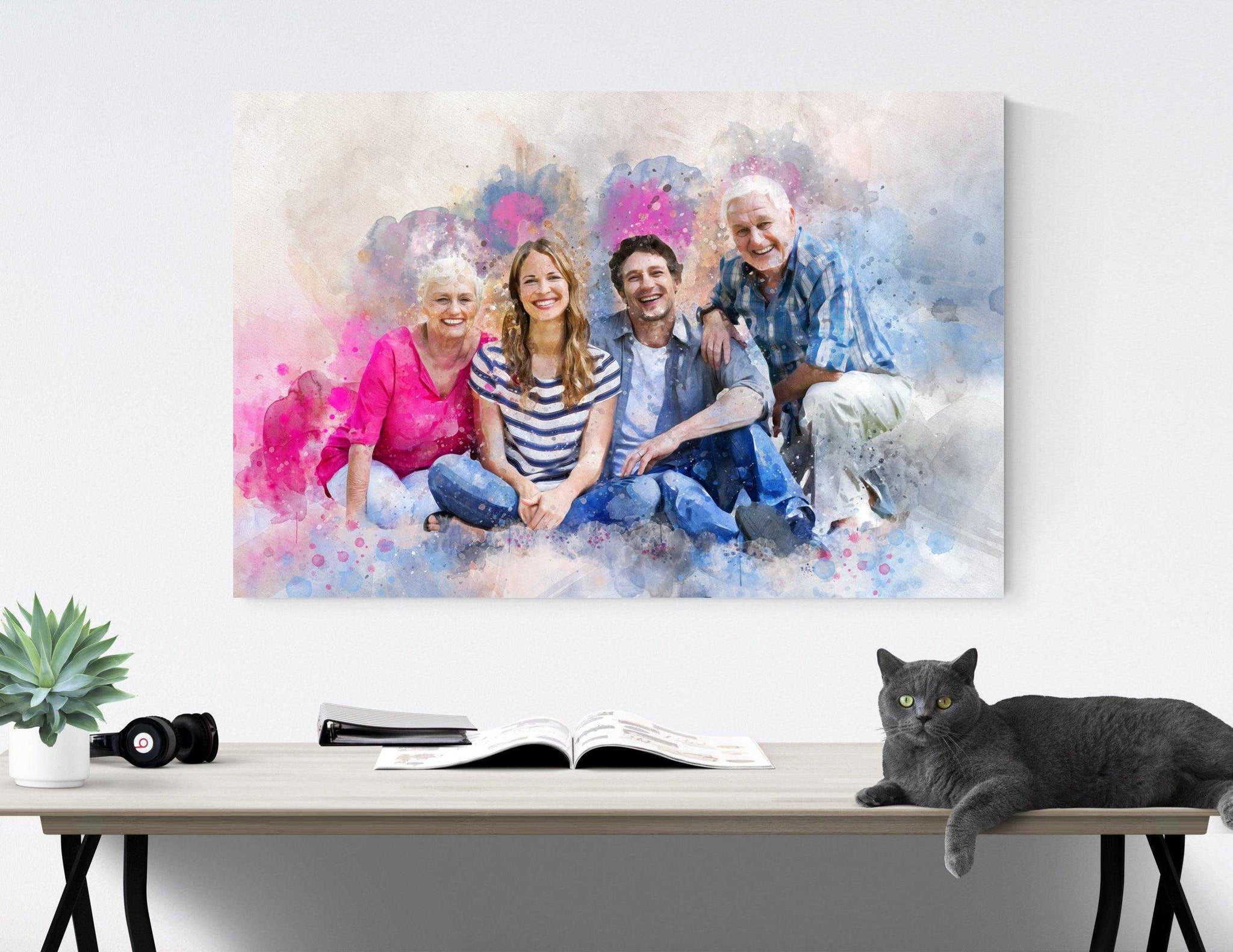 Custom Family Portrait, Personalized Painting from Photo - FromPicToArt