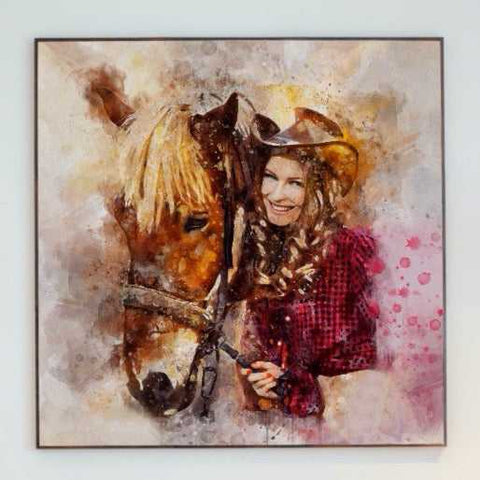 Custom Gift for Horse Lovers | Personalized Painted Horse Portrait on Canvas | From Photo to Painting - FromPicToArt