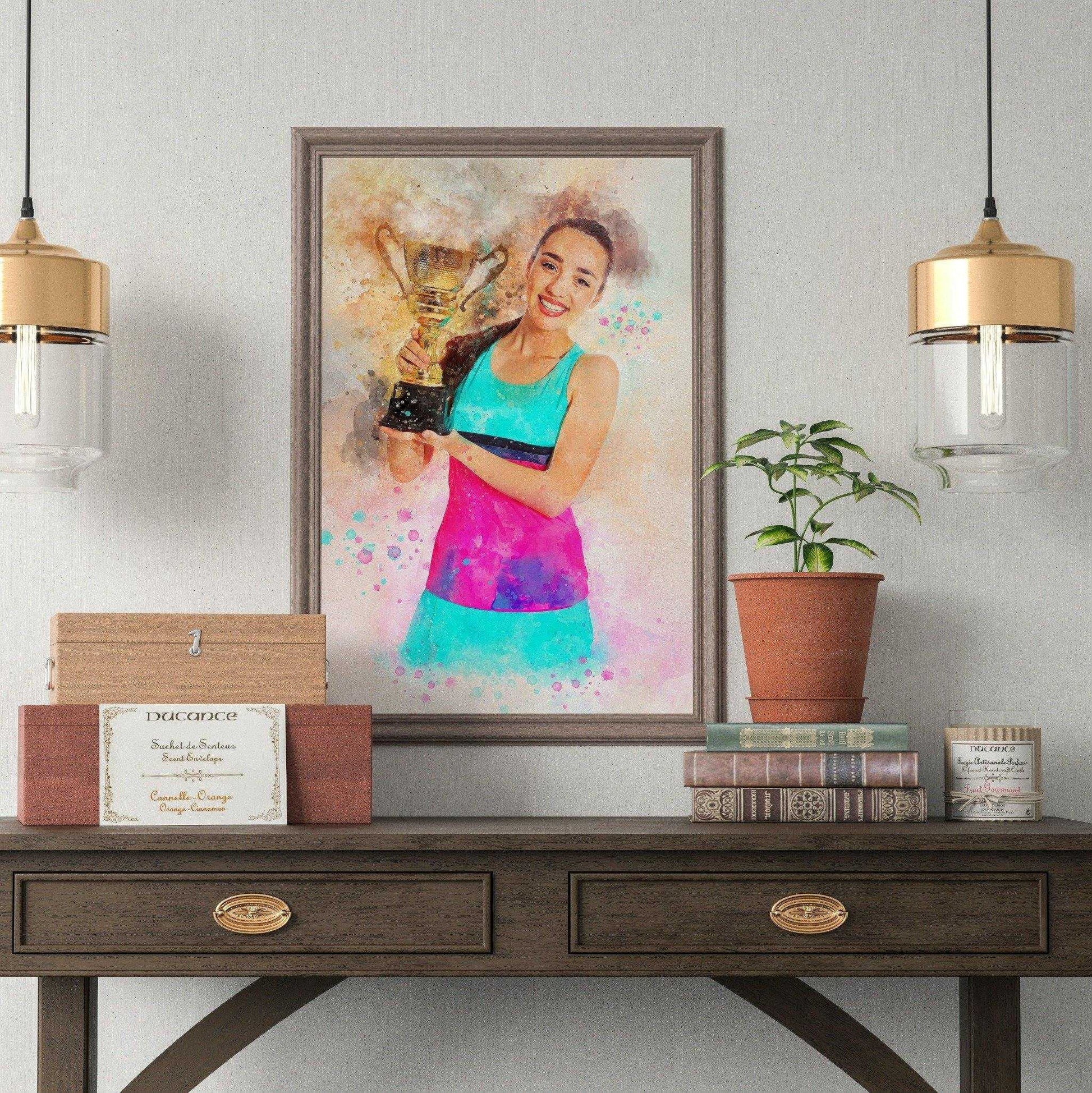 Custom Gifts for Athletes, Unique Gymnastic Gifts, Personalized Sports Gifts, Painting from Photo, Athletic Trainer Gifts - FromPicToArt