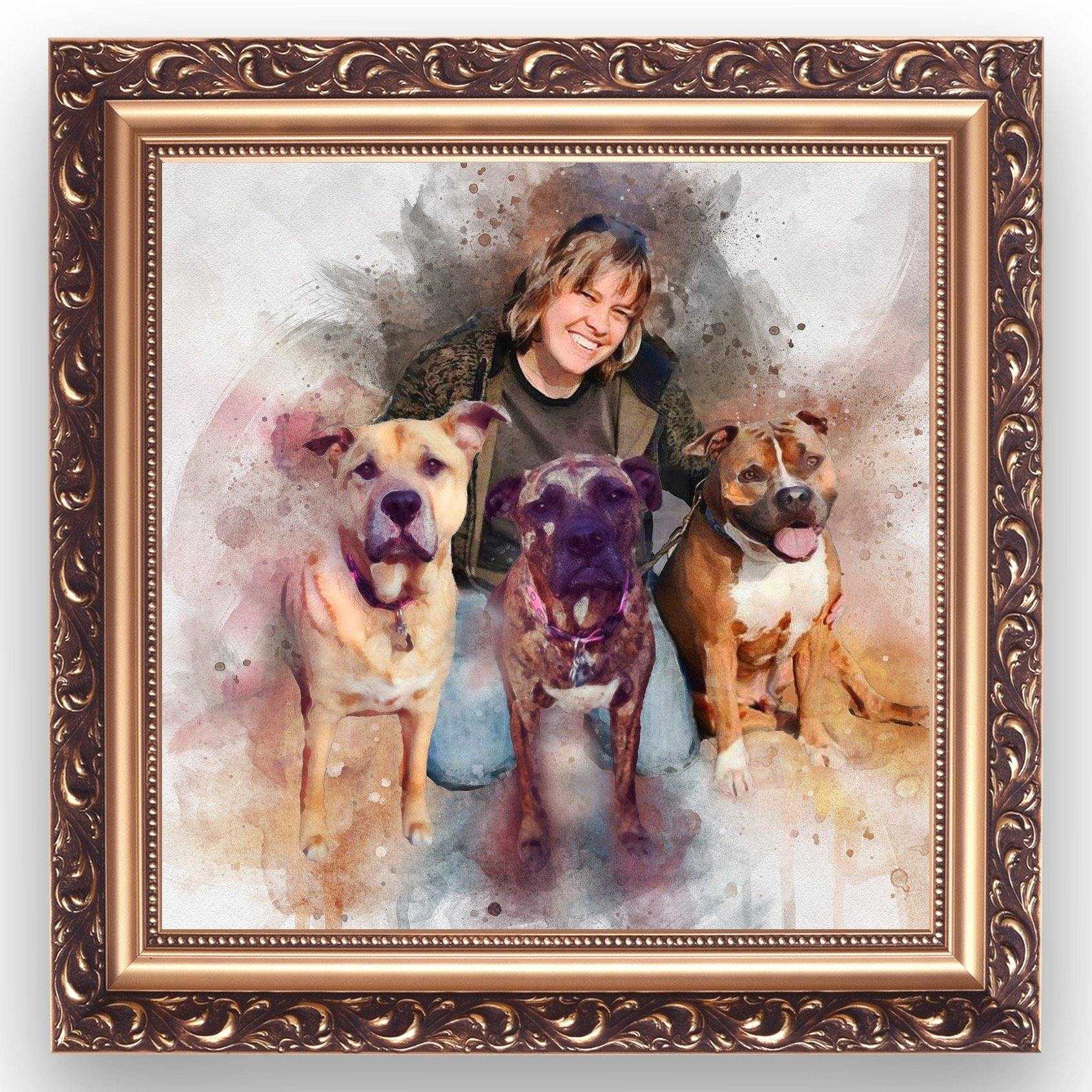 Custom Gifts for Dog Lovers, Custom Dog Portrait, Unique Dog Painting - FromPicToArt