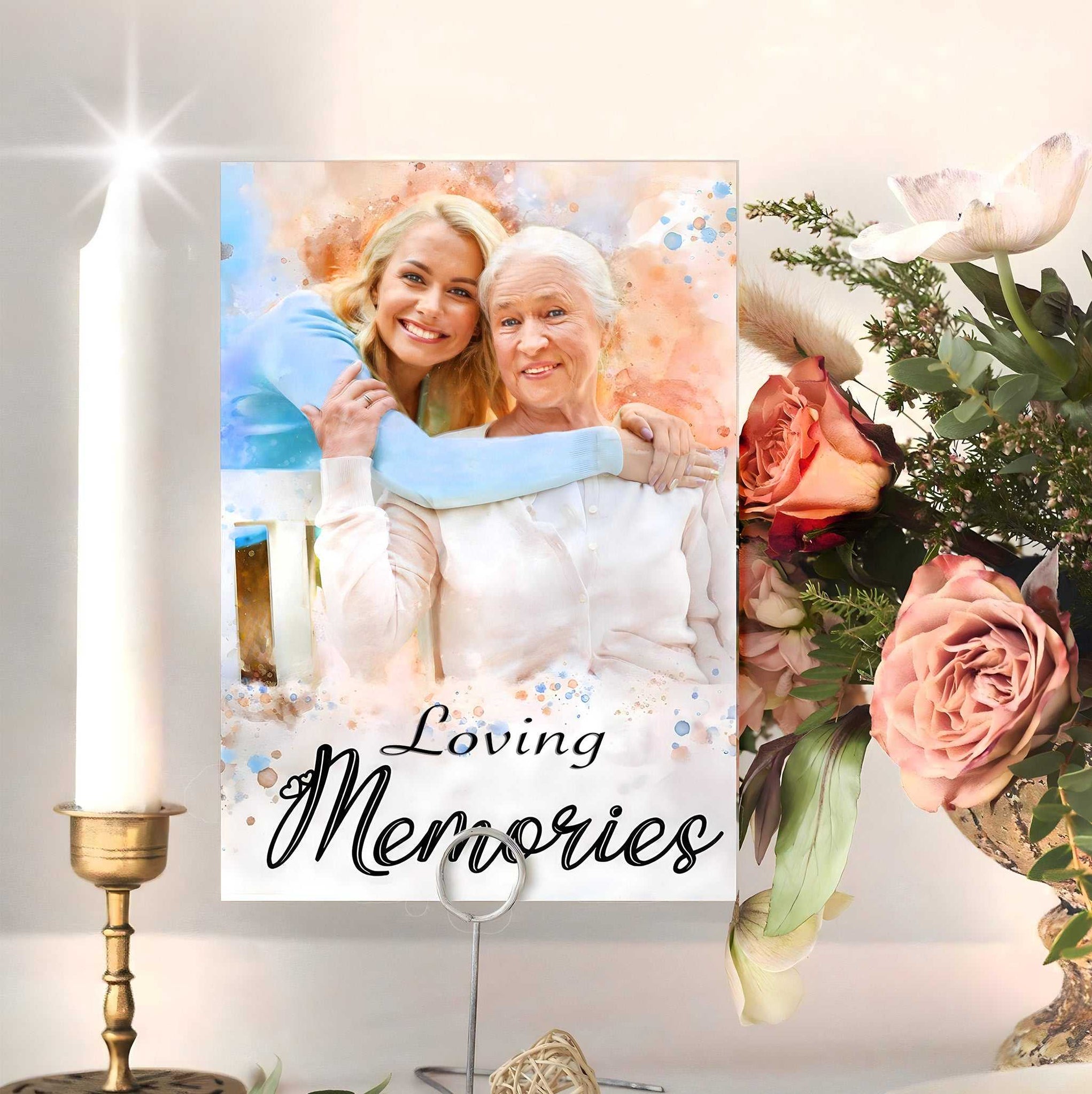 🌈Custom Gifts for Loss of Mother | Personalized Memorial Gifts | In Loving Memory Gifts| Custom Memorial Portrait - FromPicToArt