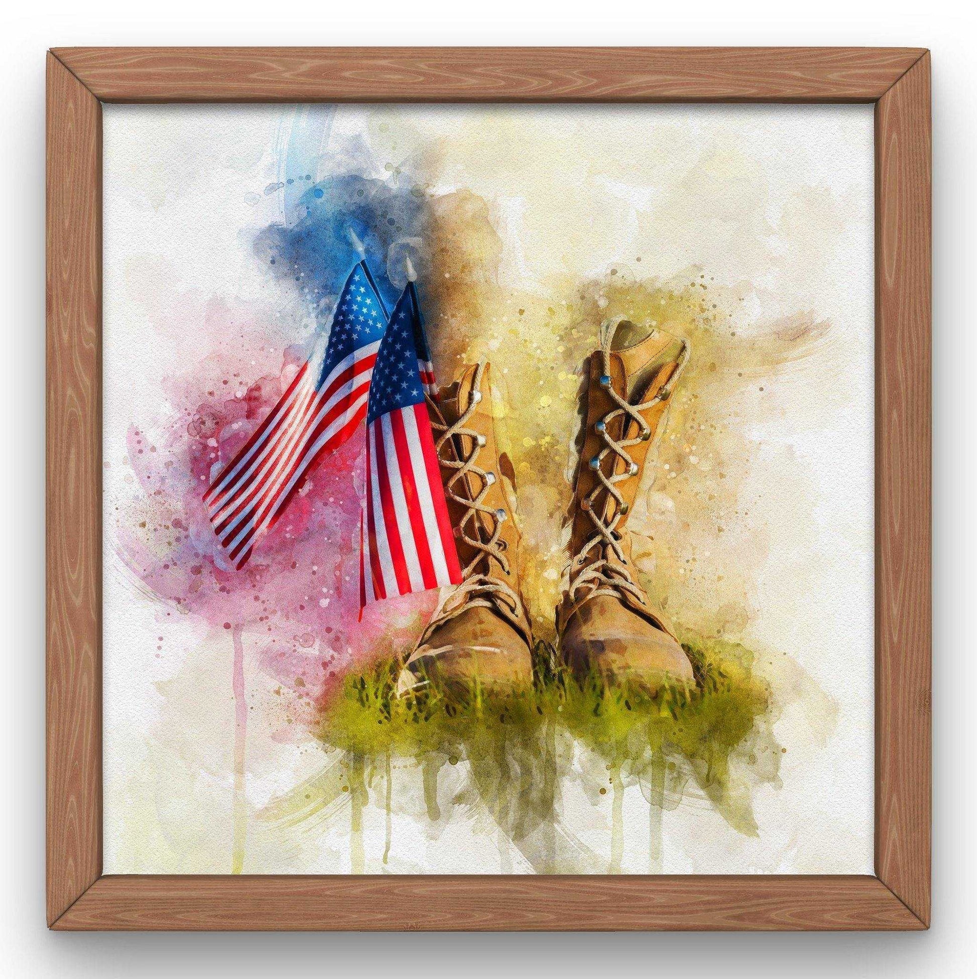 Custom Gifts for Soldier, Custom Painting from Photo, US Flag Art, Patriotic US Flag Painting with Stars and Stripes - FromPicToArt