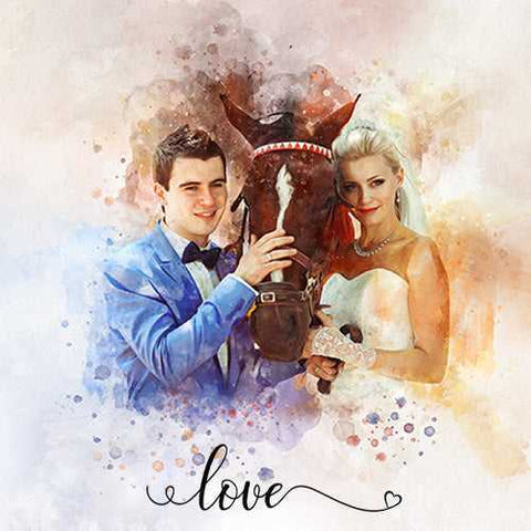 Custom Horse Paintings for Sale | Personalized Painted Horse Portrait from Photo - FromPicToArt