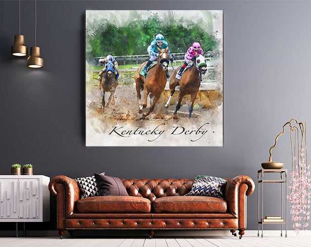 Custom Horse Racing Painting | Personalized Horse Paintings on Canvas | Your Horse Painted on Canvas - FromPicToArt