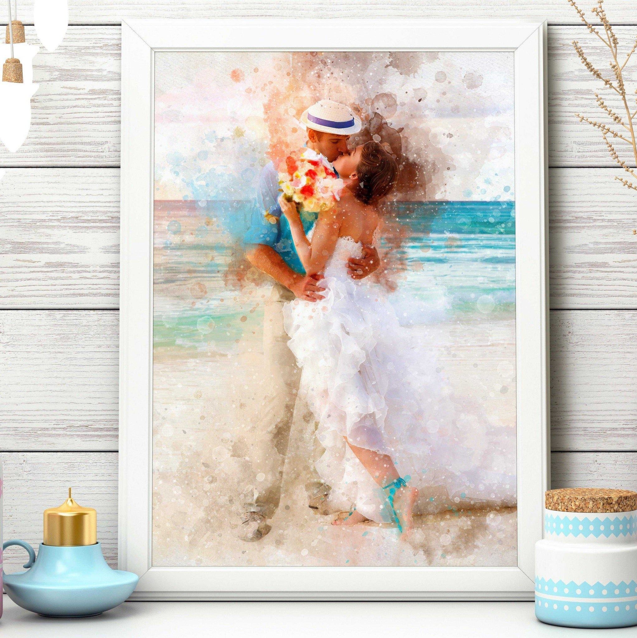 Custom Painted Portraits, Custom Painted Pictures, Personalized Painted Beach Portrait - FromPicToArt