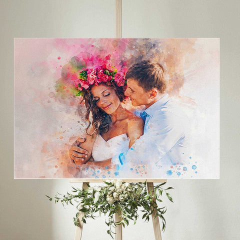 Custom Painting from Photo, Personalized Wedding Painting, Family Portrait Painting, Painted Couple Portrait on Canvas - FromPicToArt