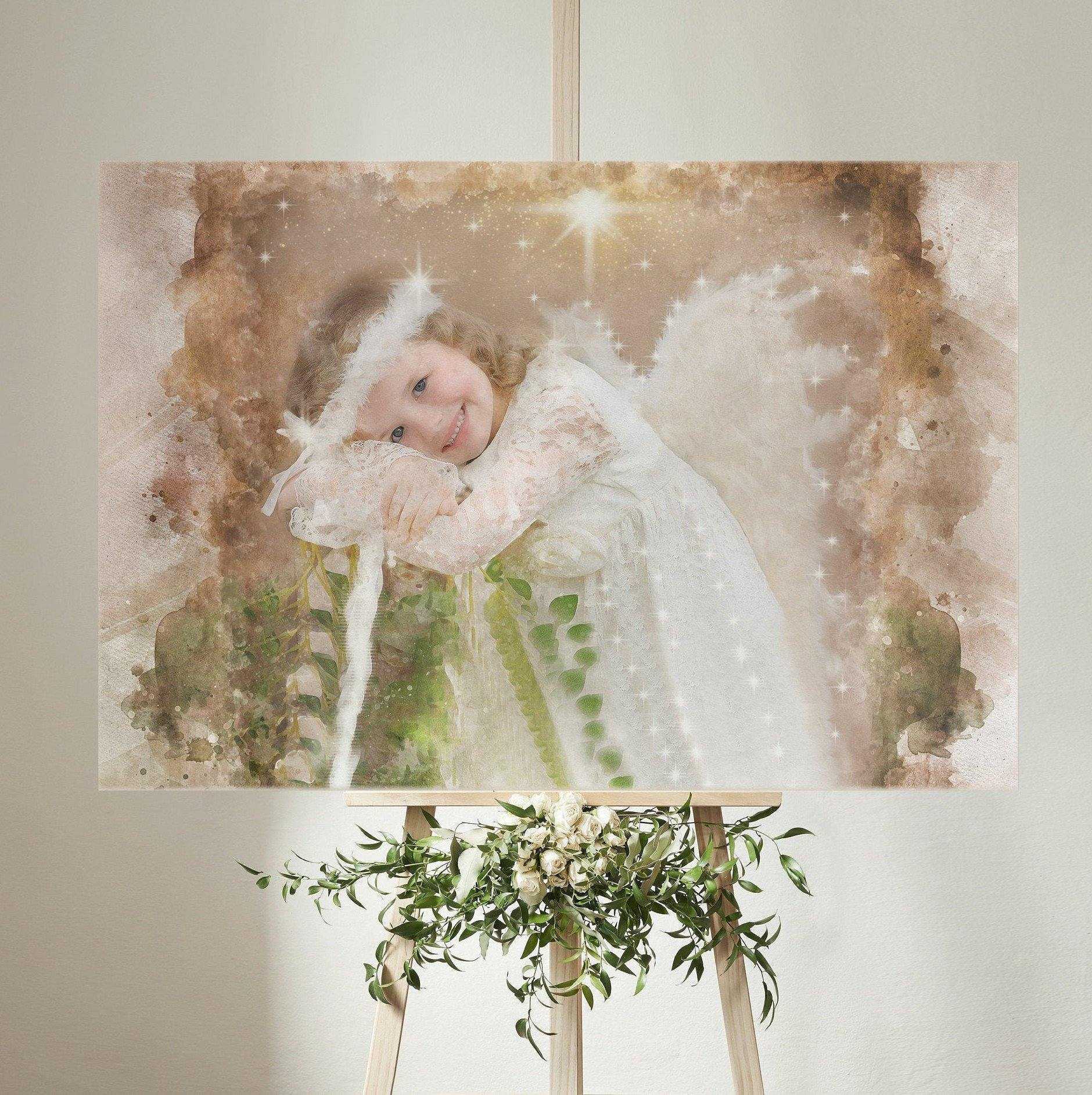 Custom Paintings of Angels, Add a Deceased Love One to Photo - FromPicToArt