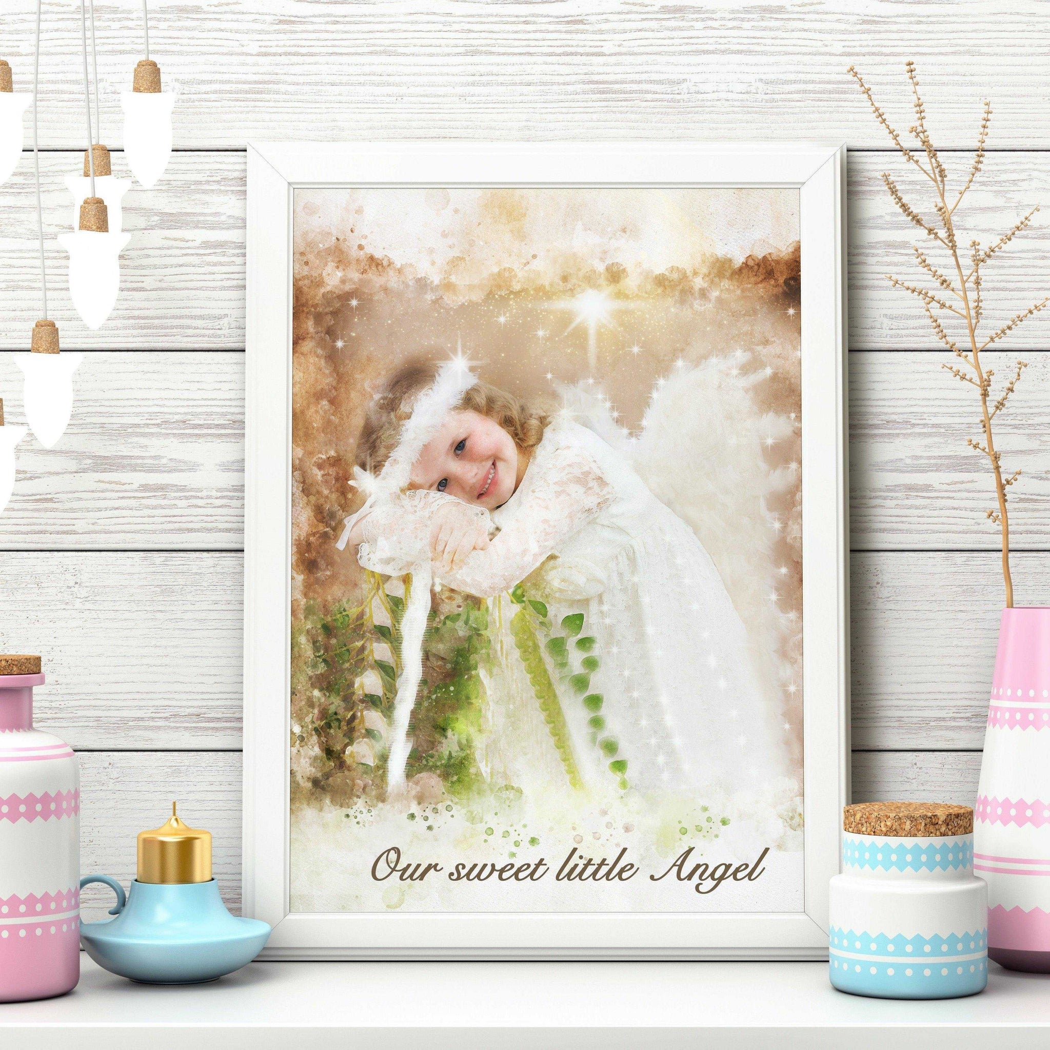 Custom Paintings of Angels, Add a Deceased Love One to Photo - FromPicToArt