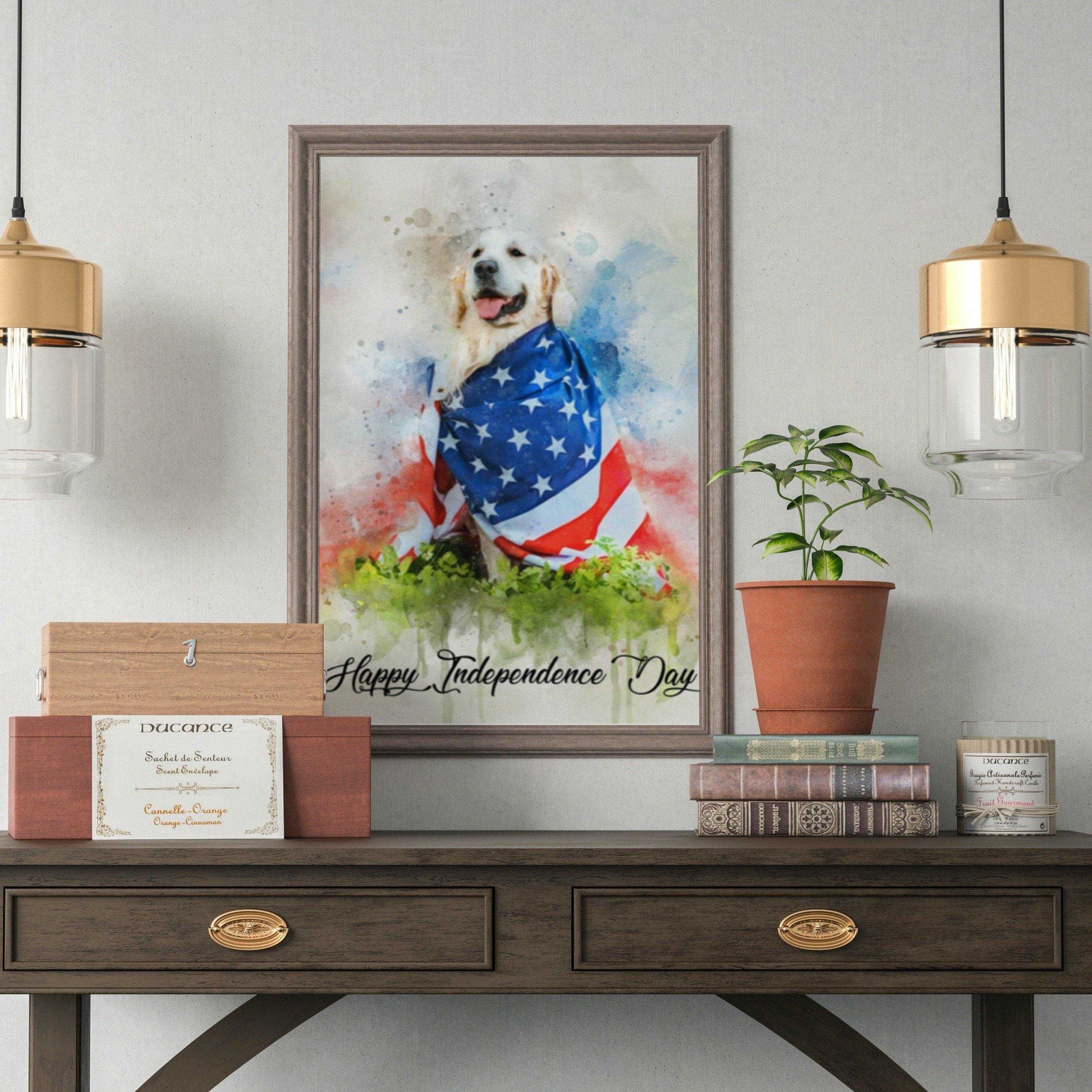 Custom Patriotic Gifts, Patriotic Portrait from Photo, Patriotic Wall Decor, Personalized Patriotic Painting - FromPicToArt
