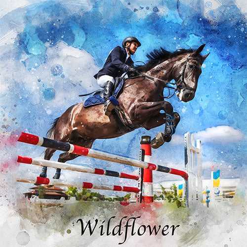 Custom Show Jumping Paintings | Custom Horse Jumping Paintings on Canvas | Your Horse Painted on Canvas | Horse Portrait from Photo - FromPicToArt